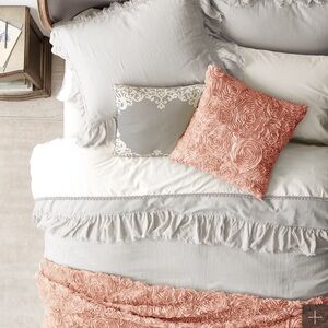 RH Grey Tattered Ruffle Duvet Cover